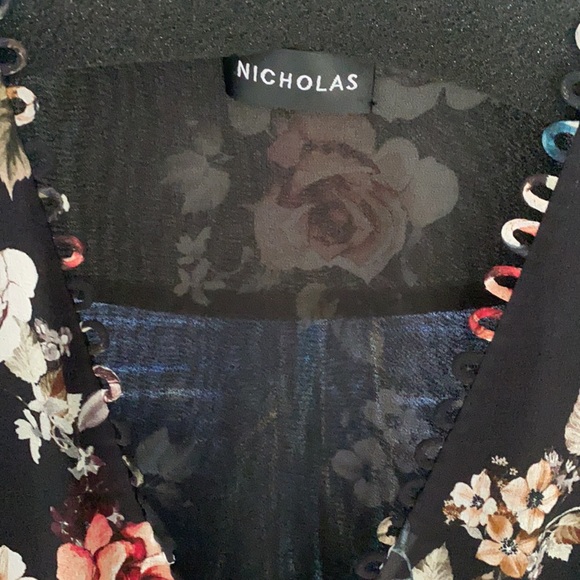 Nicholas black  silk georgette floral wrap dress - Picture 5 of 10